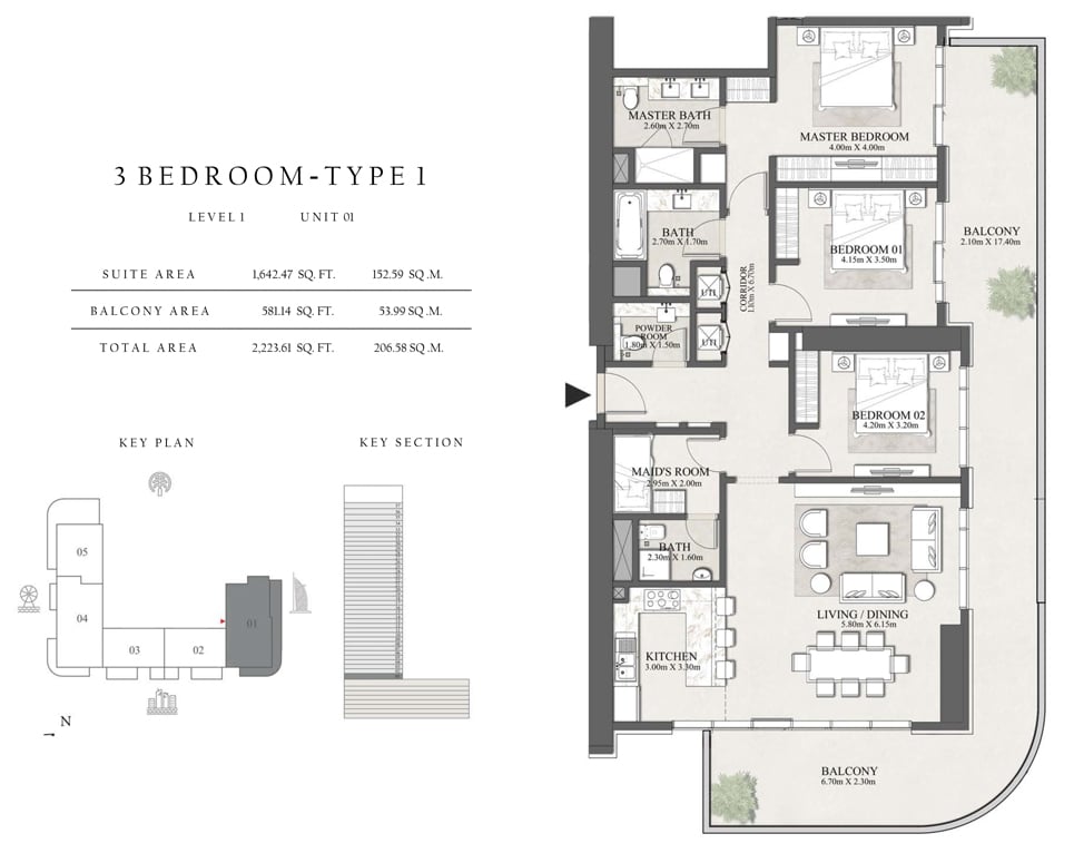 Emaar Beachgate floor plan 3