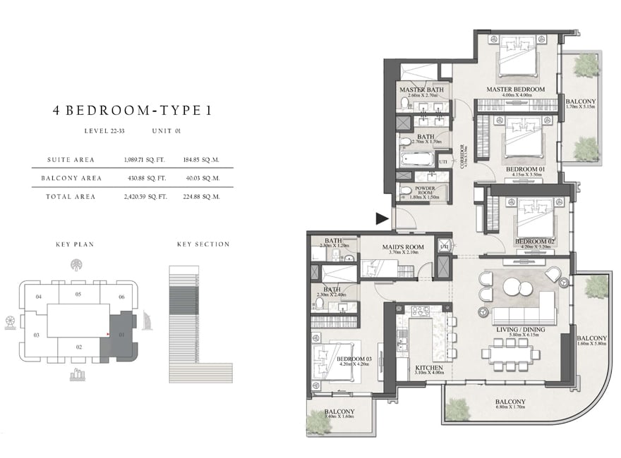 Emaar Beachgate floor plan 4
