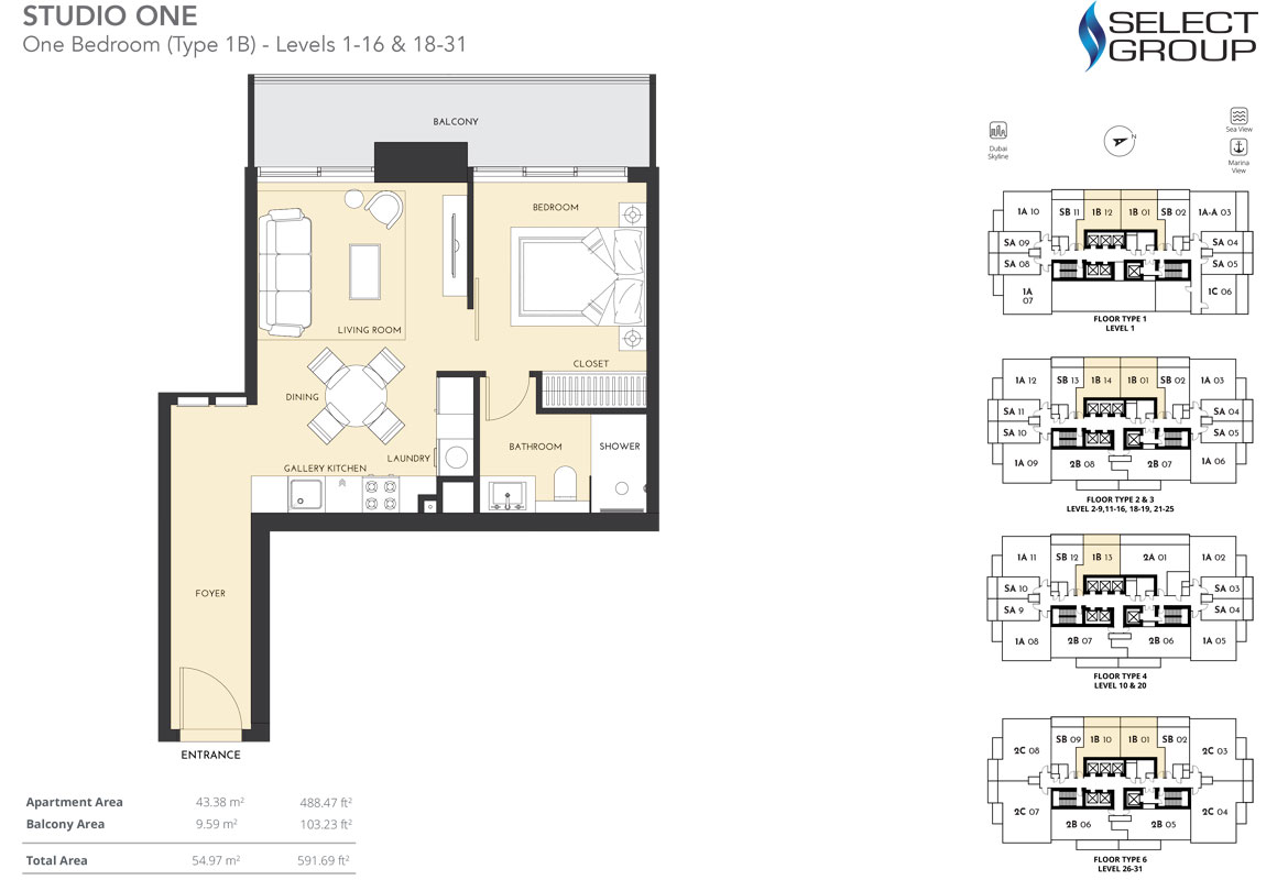 Studio One floor plan 2