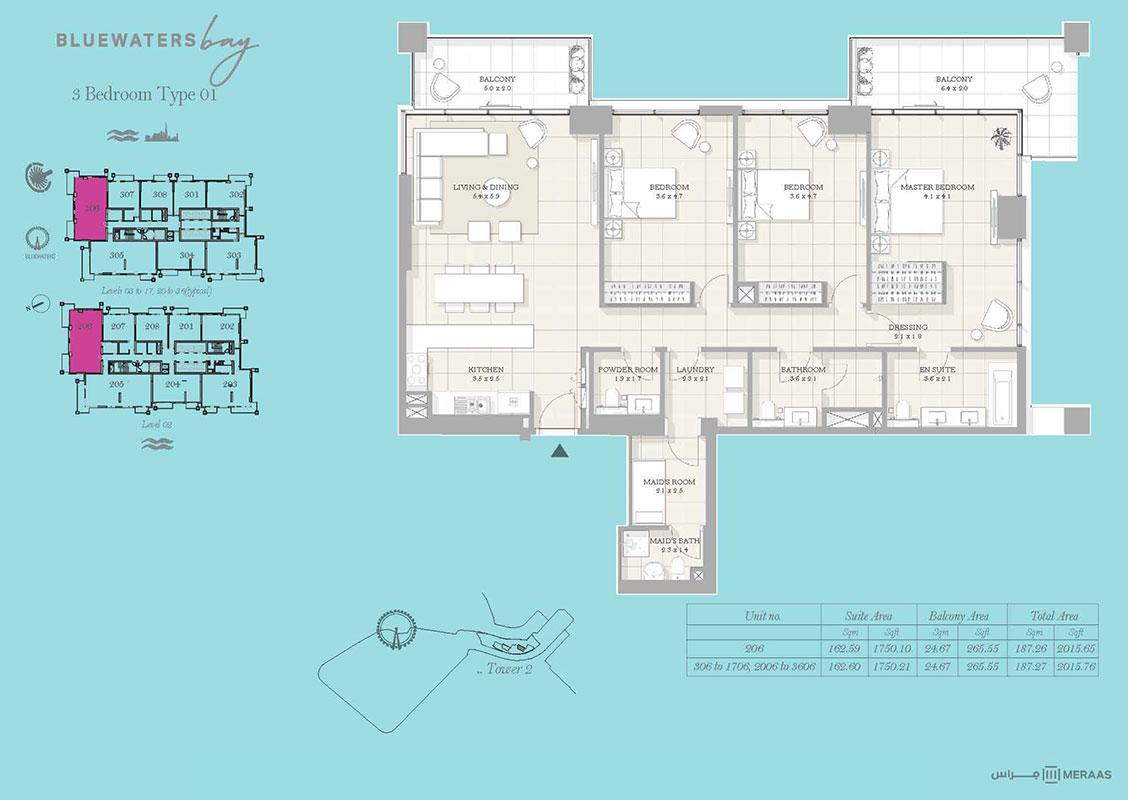 Meraas Bluewaters Bay floor plan 3