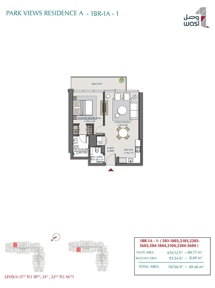 Wasl Park Views Residences Tower A floor plan 1