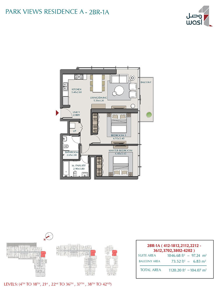 Wasl Park Views Residences Tower A floor plan 2