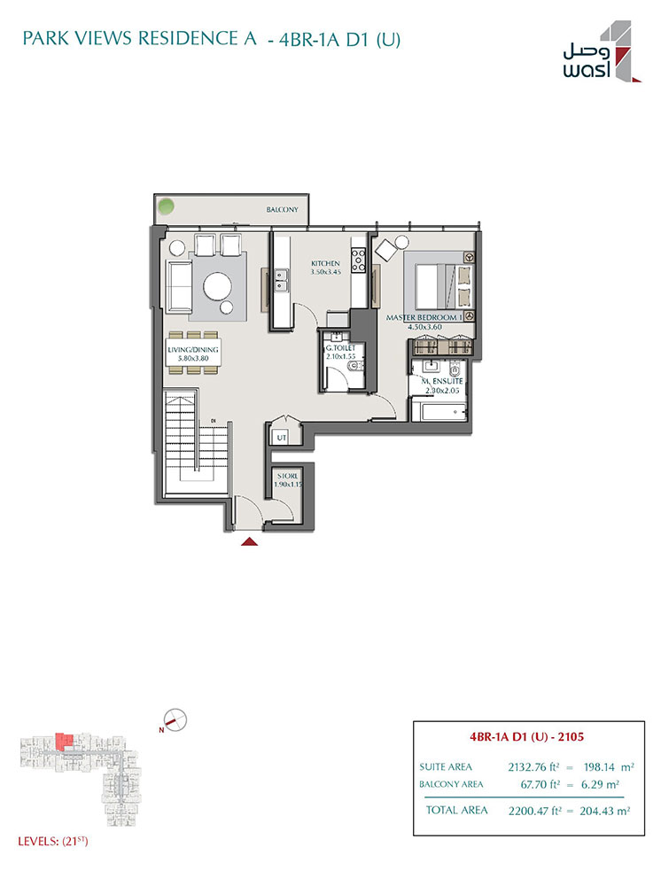 Wasl Park Views Residences Tower A floor plan 4