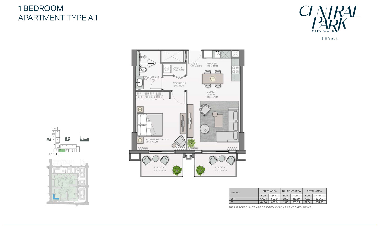 Thyme Central Park floor plan 1