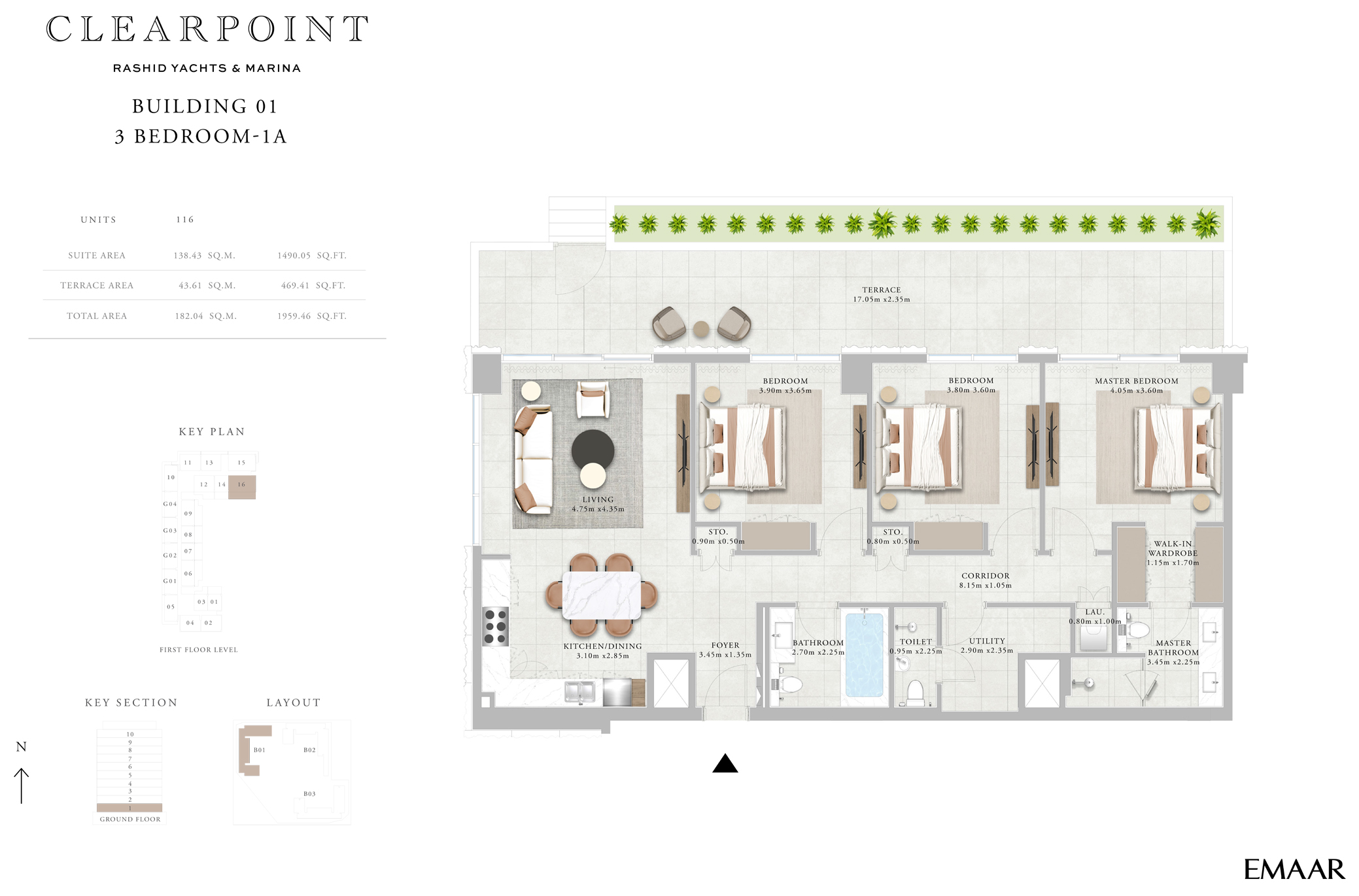 Emaar Clearpoint Mina Rashid floor plan 3
