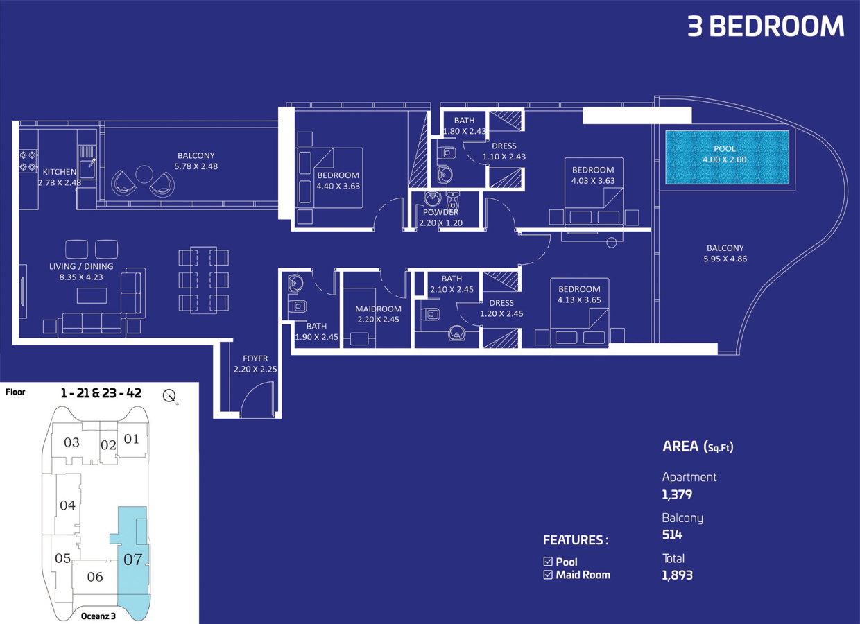 Oceanz Tower 3 floor plan 5