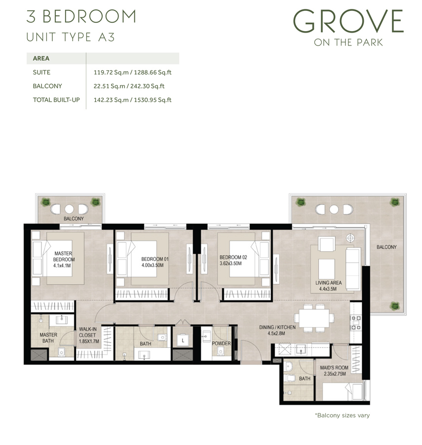 Grove at Town Square floor plan 3