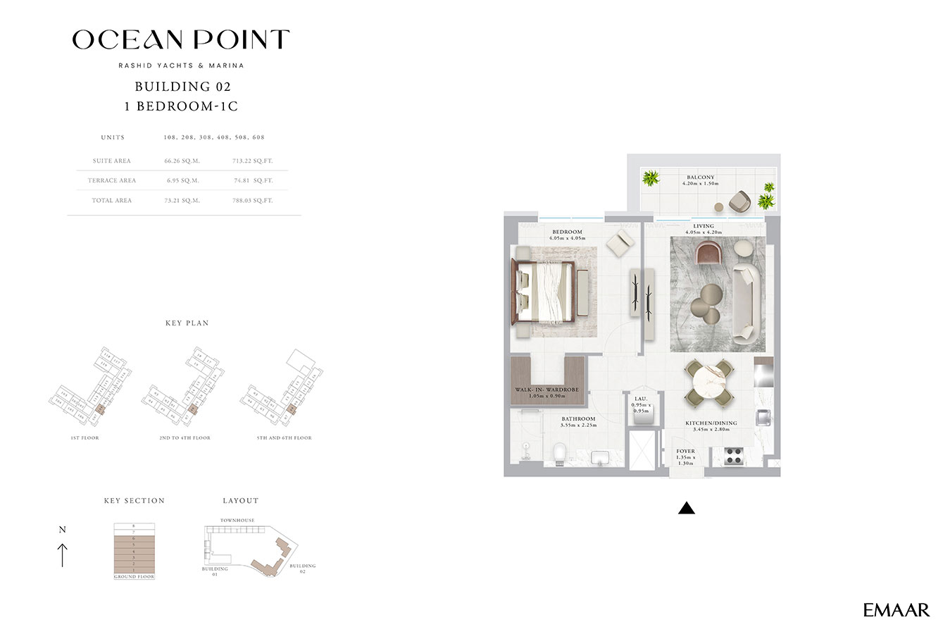 Emaar Ocean Point Mina Rashid floor plan 1