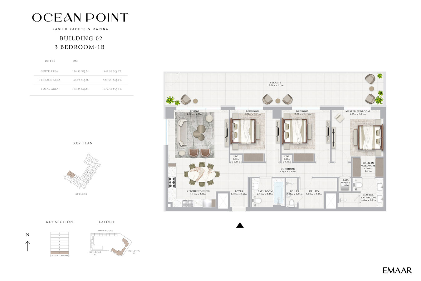 Emaar Ocean Point Mina Rashid floor plan 3
