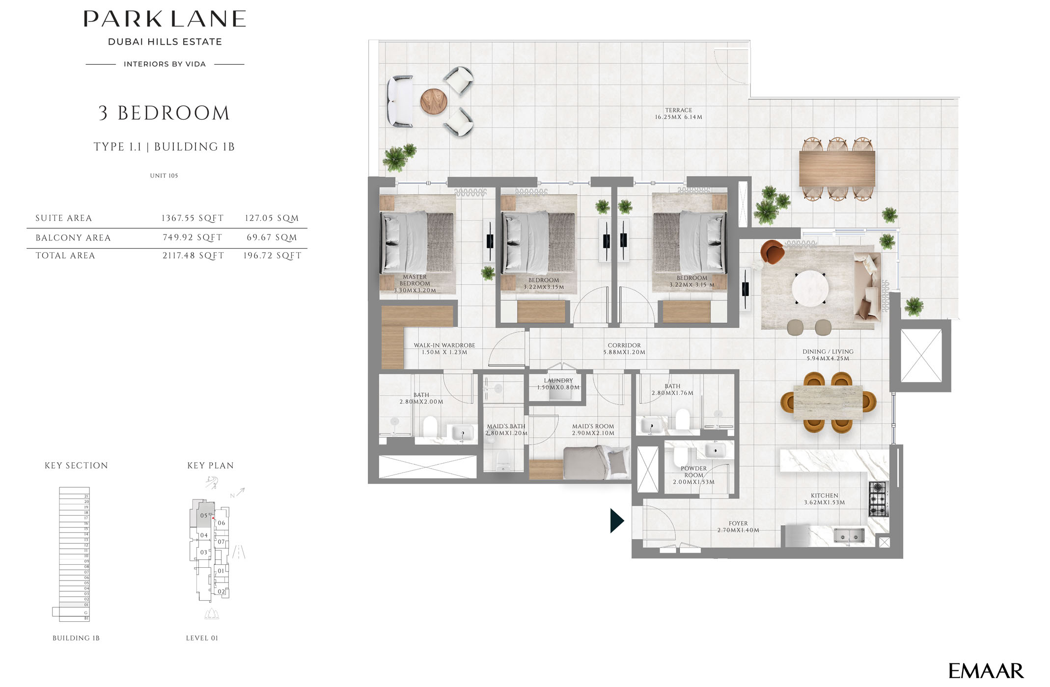 Emaar Park Lane Interiors by VIDA floor plan 3