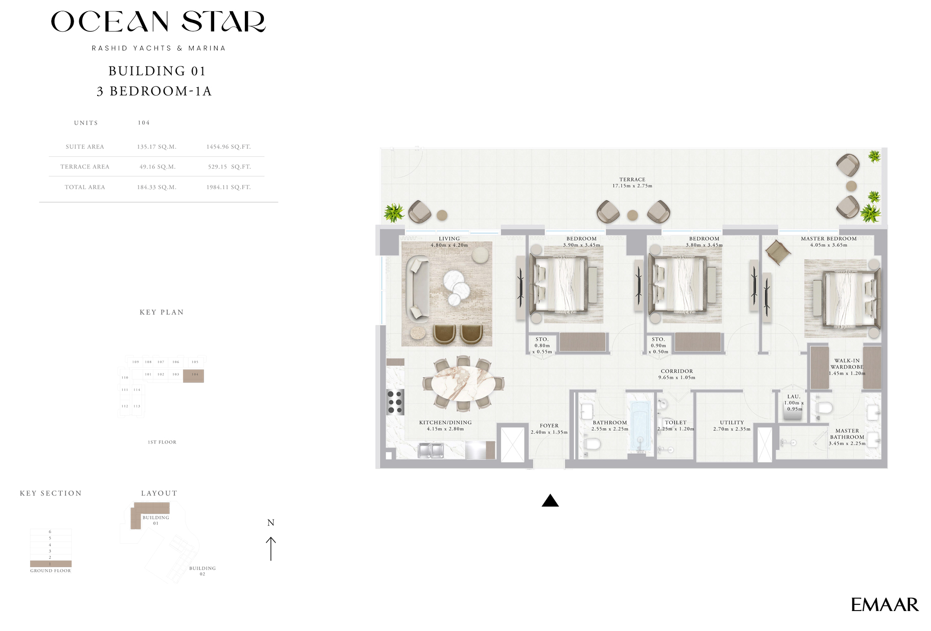 Emaar Ocean Star Mina Rashid floor plan 3
