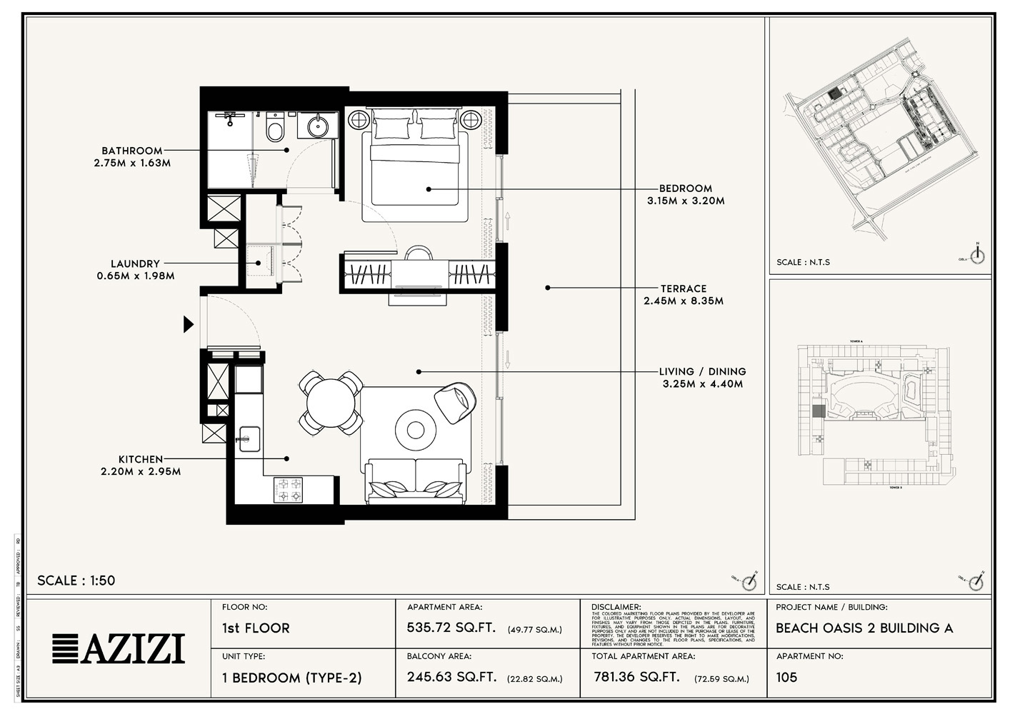 Azizi Beach Oasis 2 floor plan 2