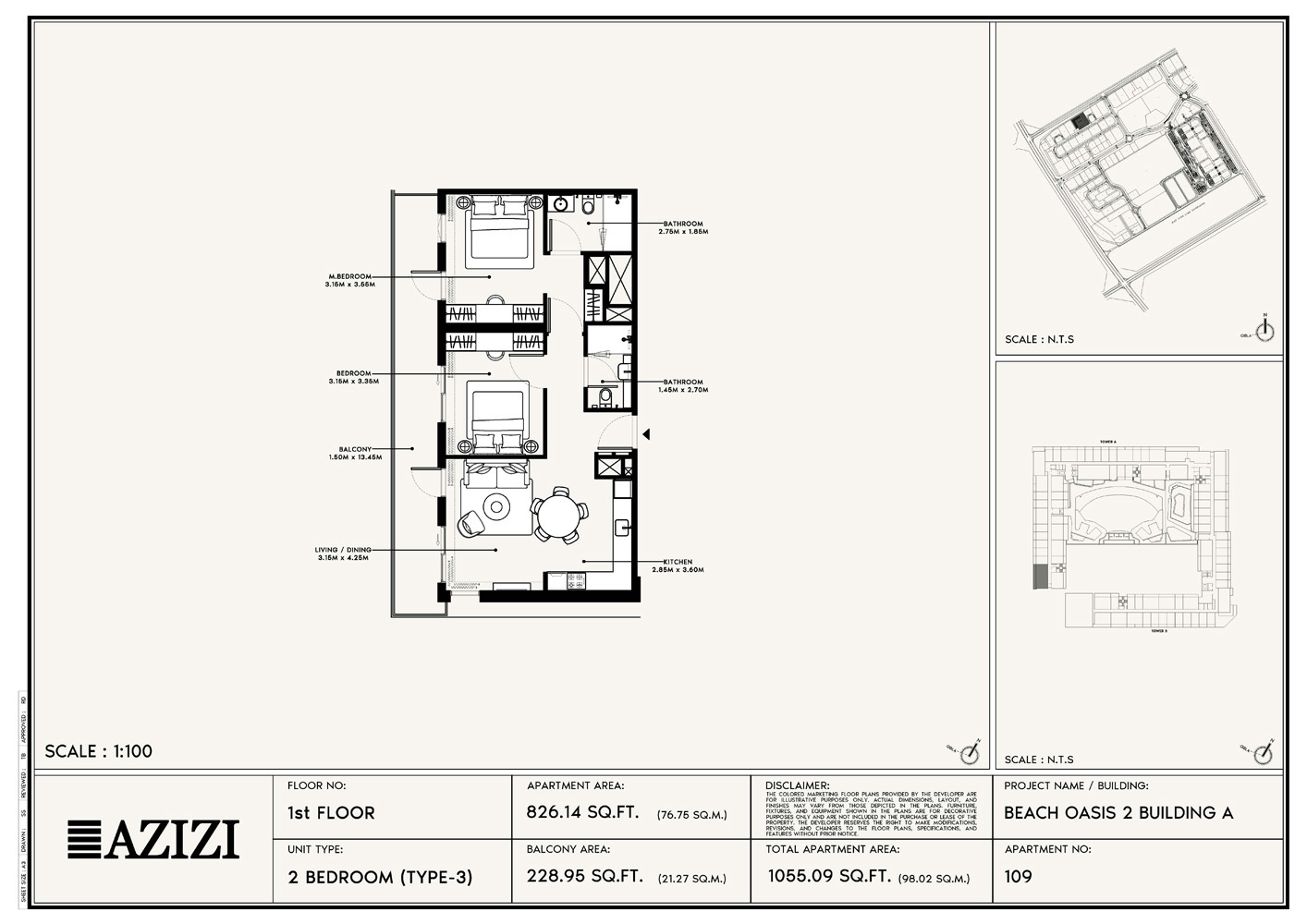 Azizi Beach Oasis 2 floor plan 4