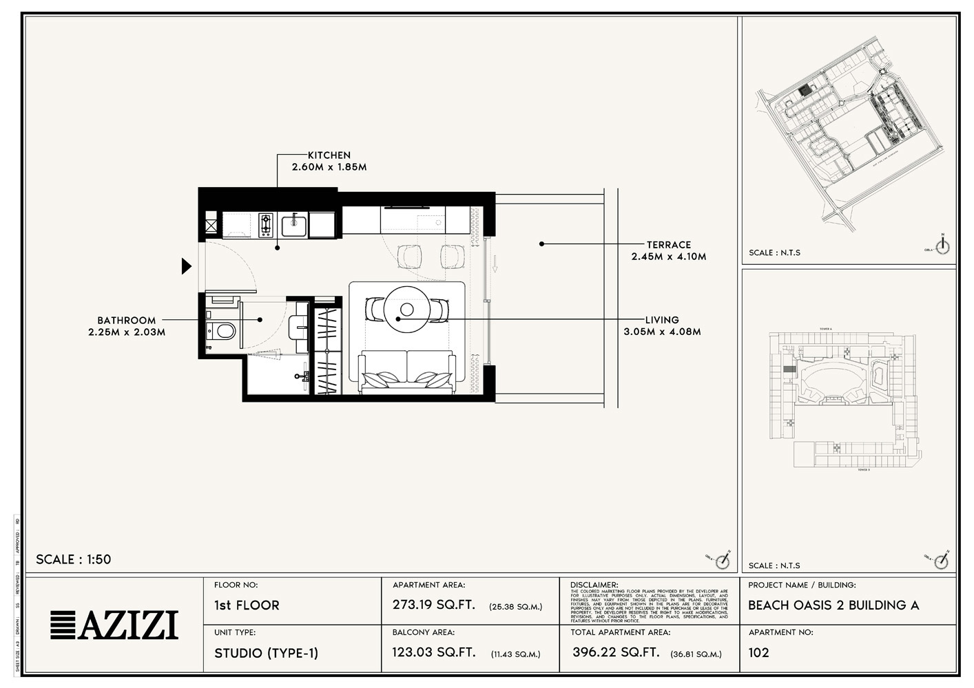 Azizi Beach Oasis 2 floor plan 1