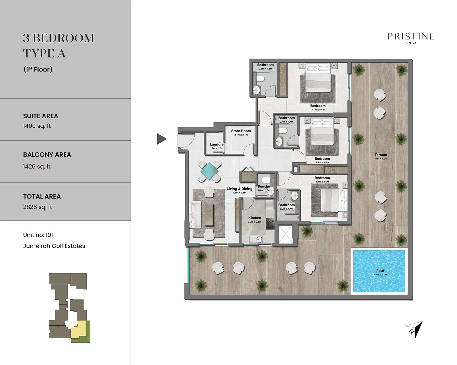 Pristine at Al Furjan floor plan 3