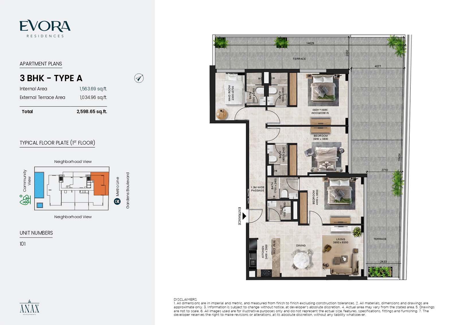 Evora Residence at Al Furjan floor plan 3