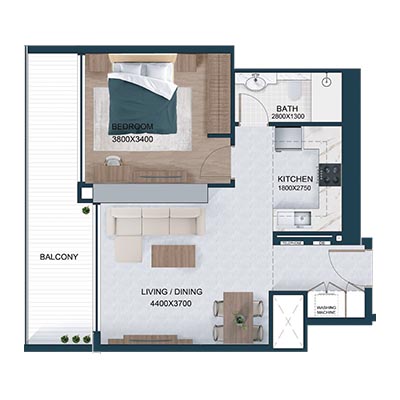 Alfal Residence at JVC floor plan 2