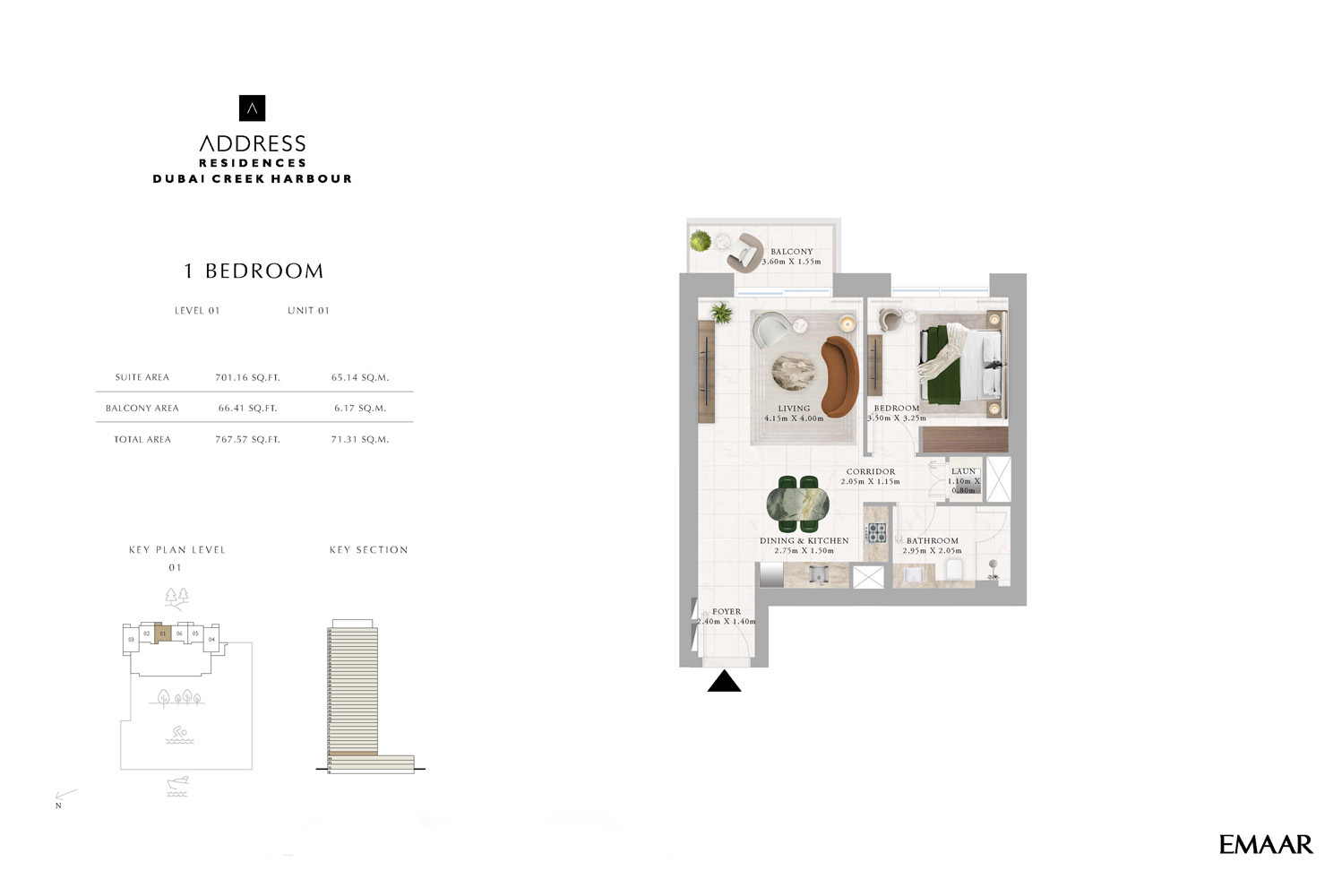 Address Residences at Dubai Creek Harbour floor plan 1