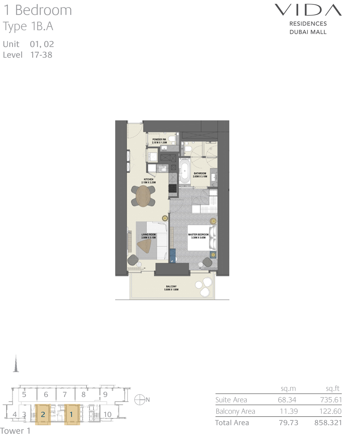 Vida Dubai Mall floor plan 1