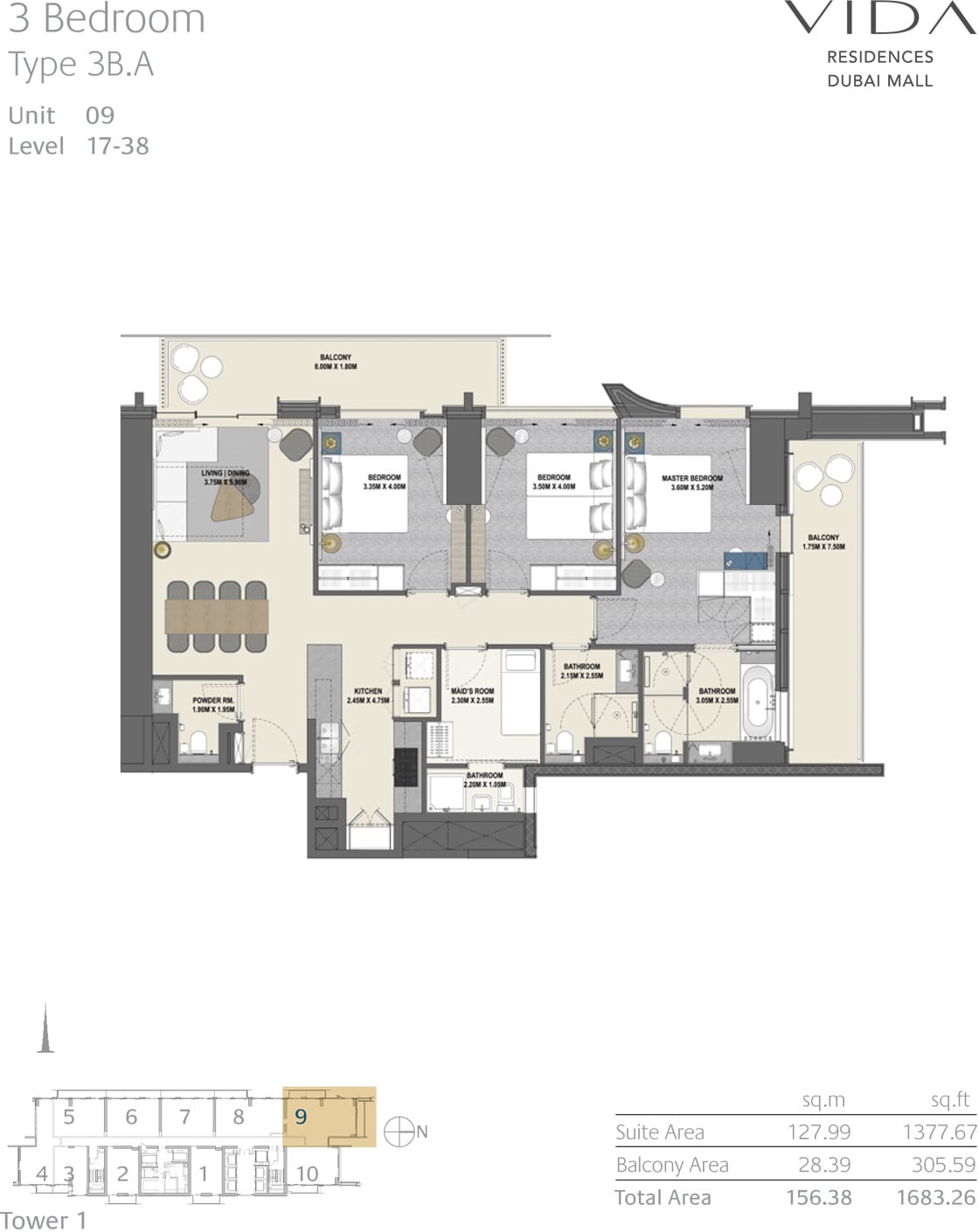 Vida Dubai Mall floor plan 3