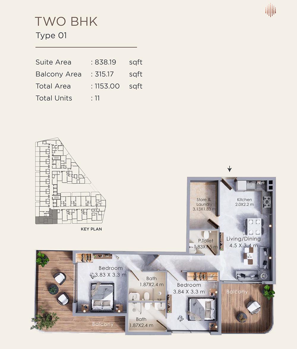 Terra Tower at Dubailand floor plan 3