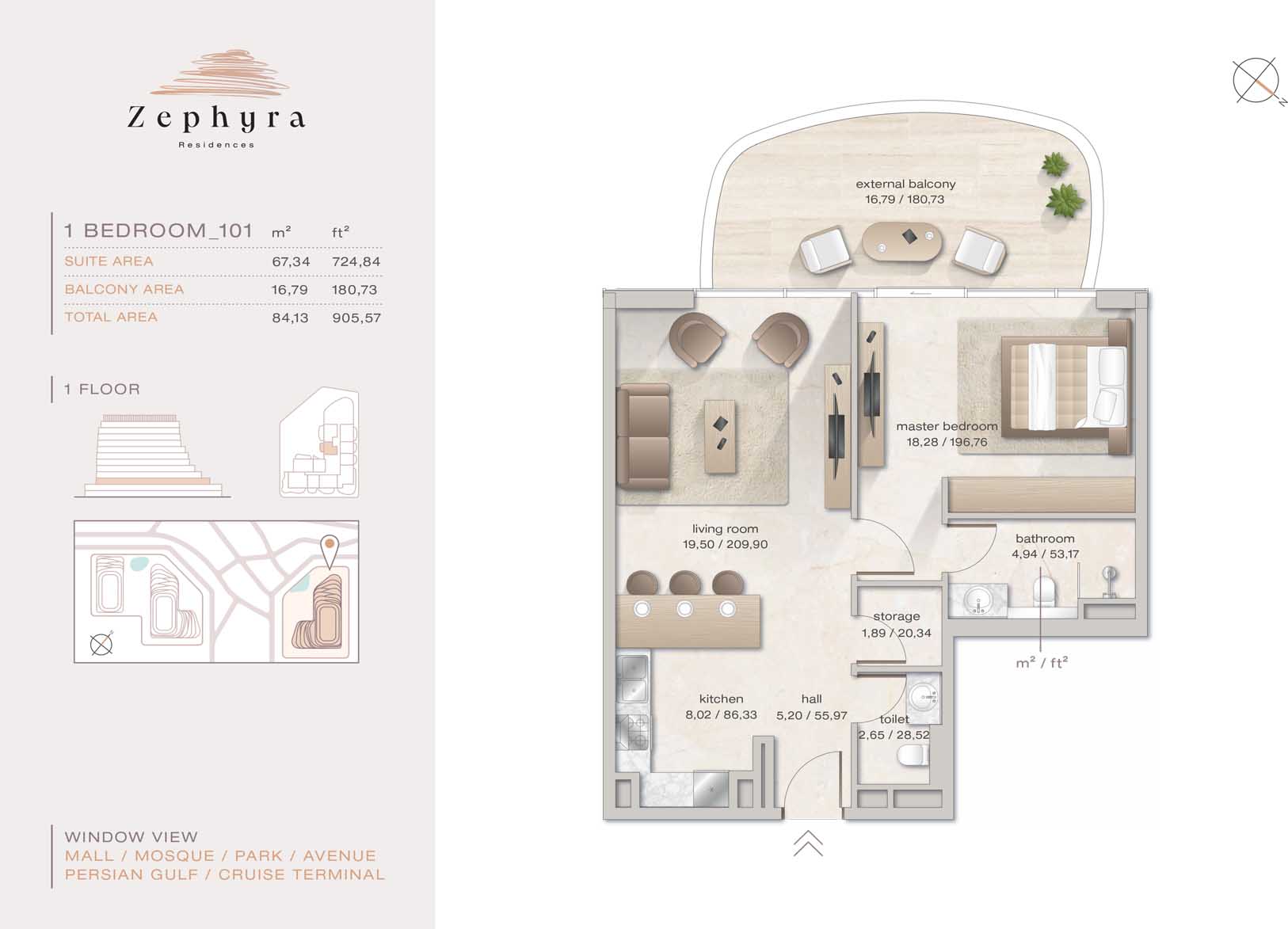 Zephyra Residences at Dubai Islands floor plan 1