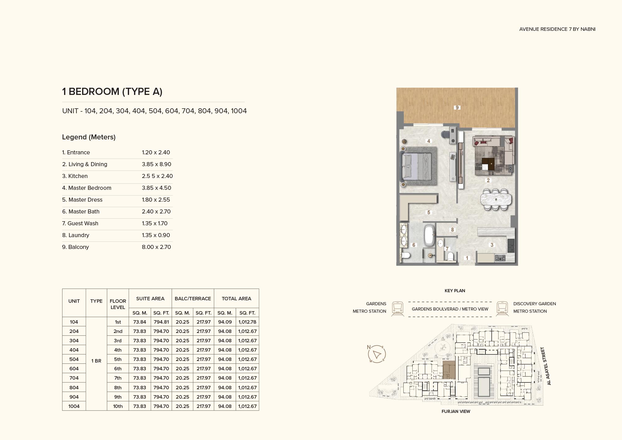 Avenue Residence 7 at Al Furjan floor plan 1
