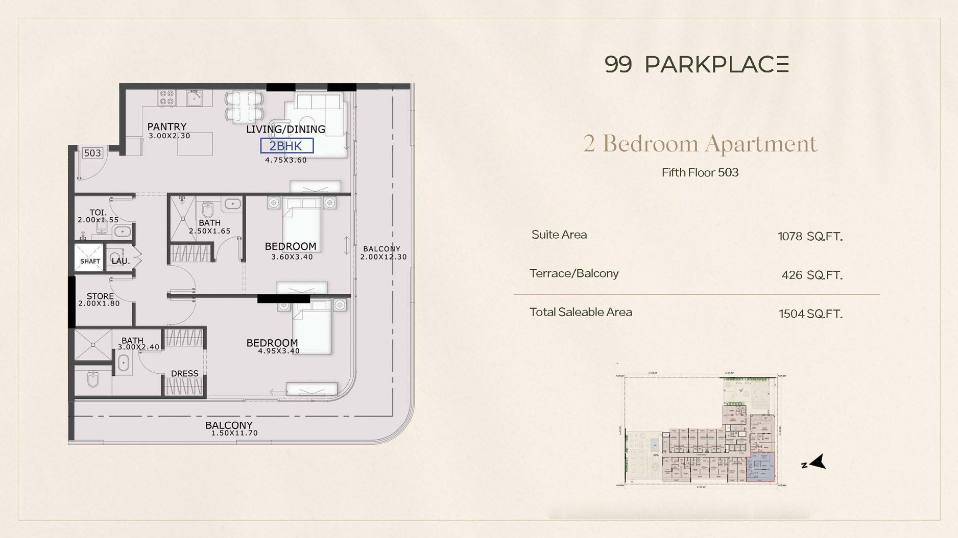99 Park Place by Tabeer floor plan 3
