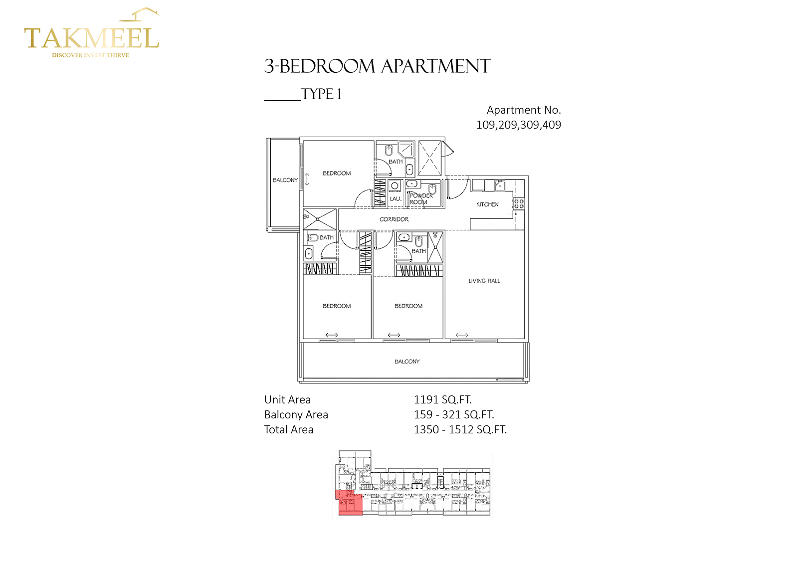 Divine Residencia by Takmeel floor plan 3