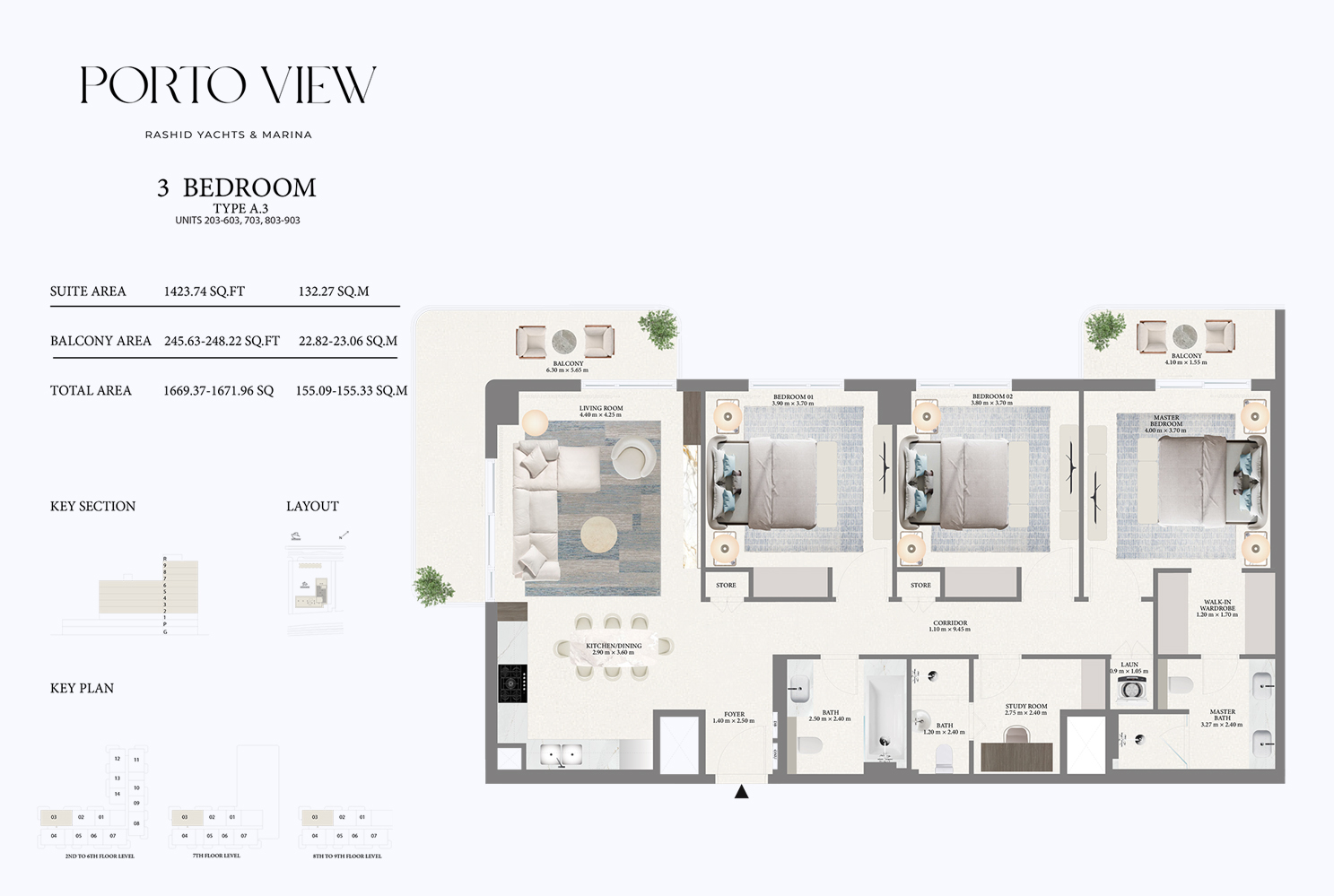 Emaar Porto View Mina Rashid floor plan 3