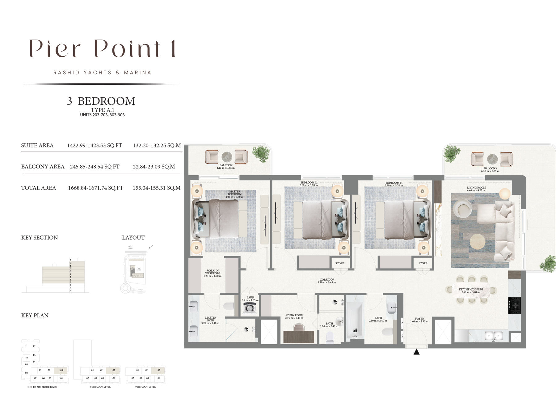 Emaar Pier Point Mina Rashid floor plan 3