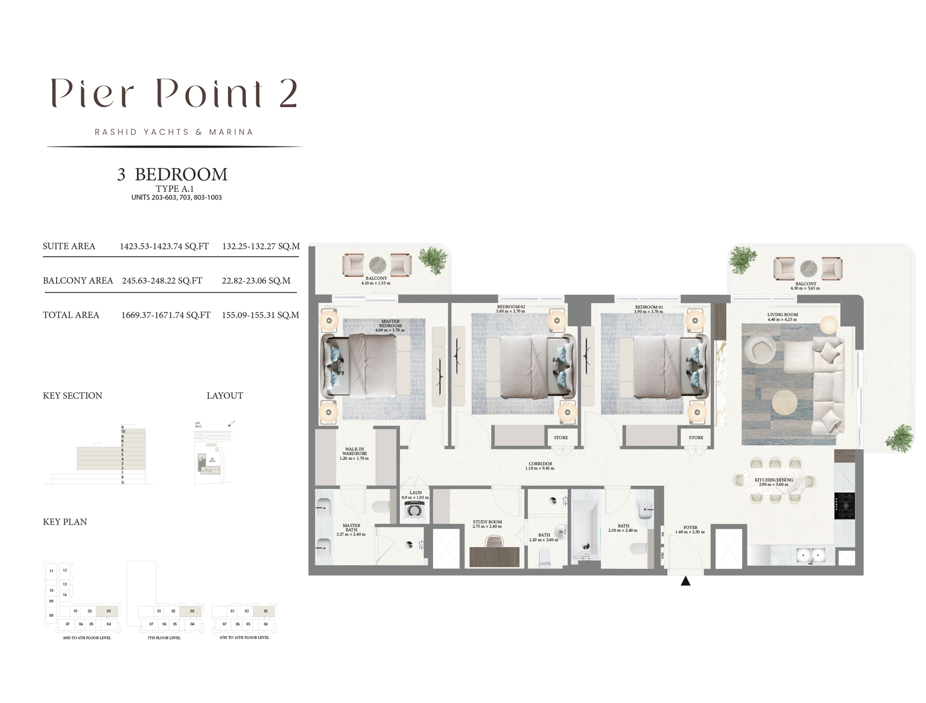 Emaar Pier Point 2 Mina Rashid floor plan 3
