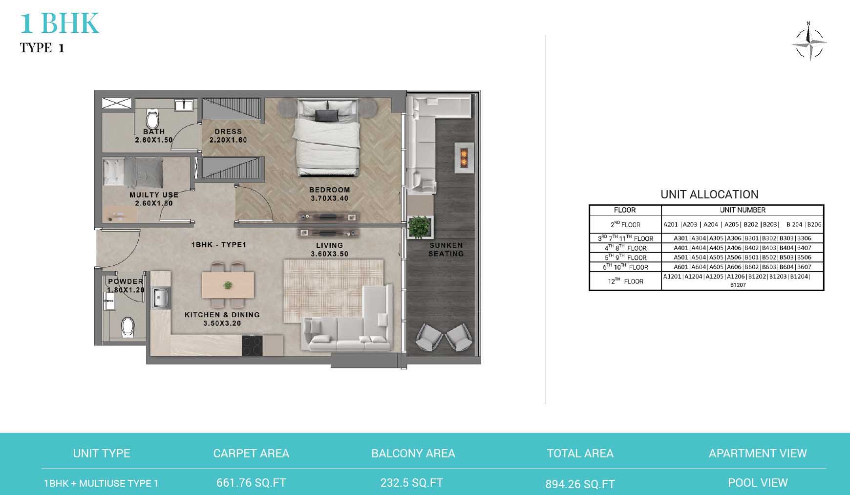 Reef 999 at Al Furjan floor plan 1