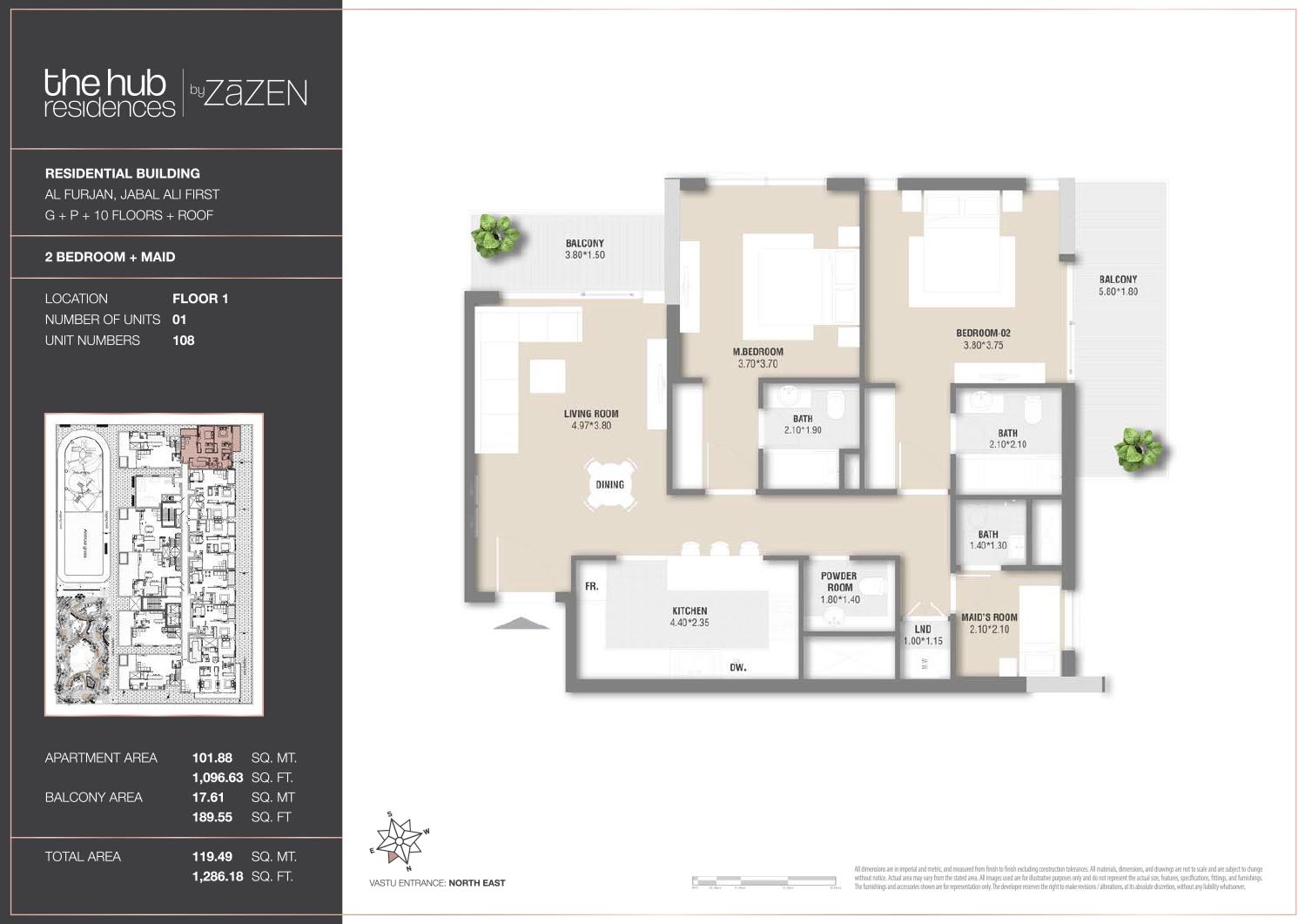 The Hub Residences at Al Furjan floor plan 3