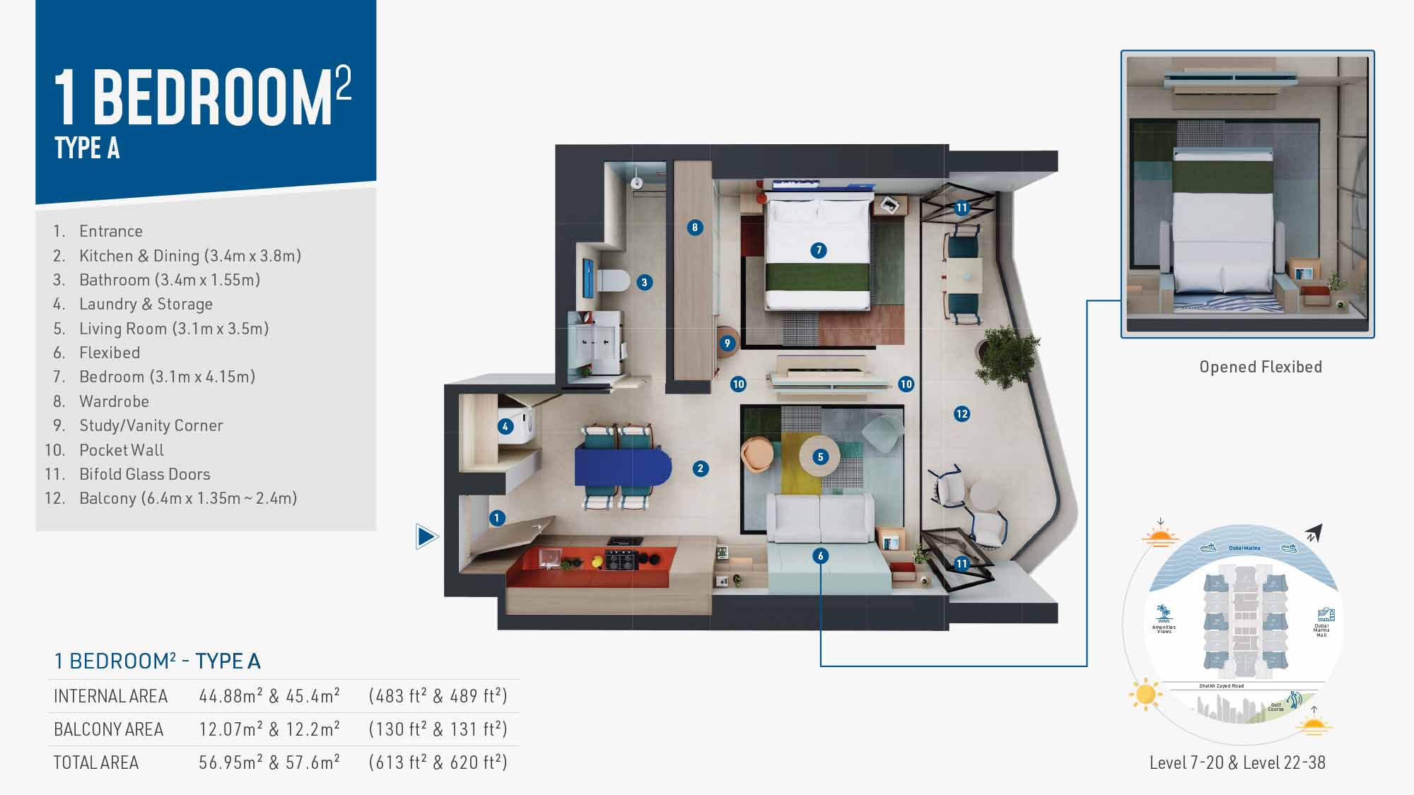 Rove Home Dubai Marina floor plan 2