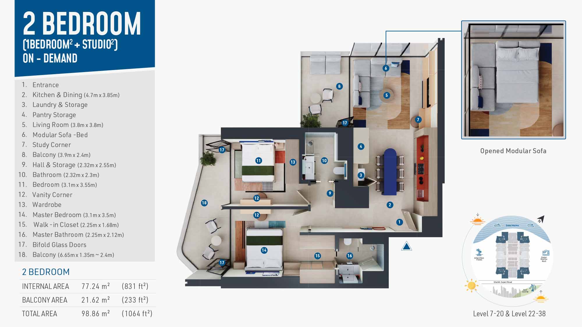 Rove Home Dubai Marina floor plan 5