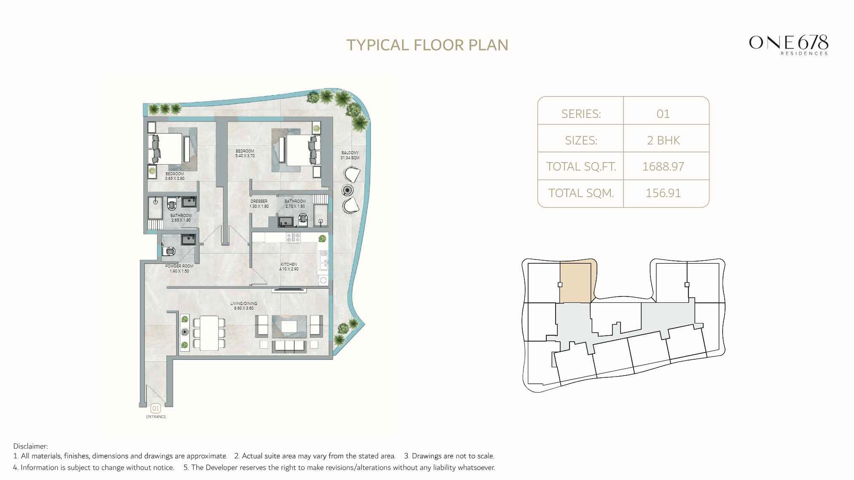 One 678 Residences at Ajman floor plan 3