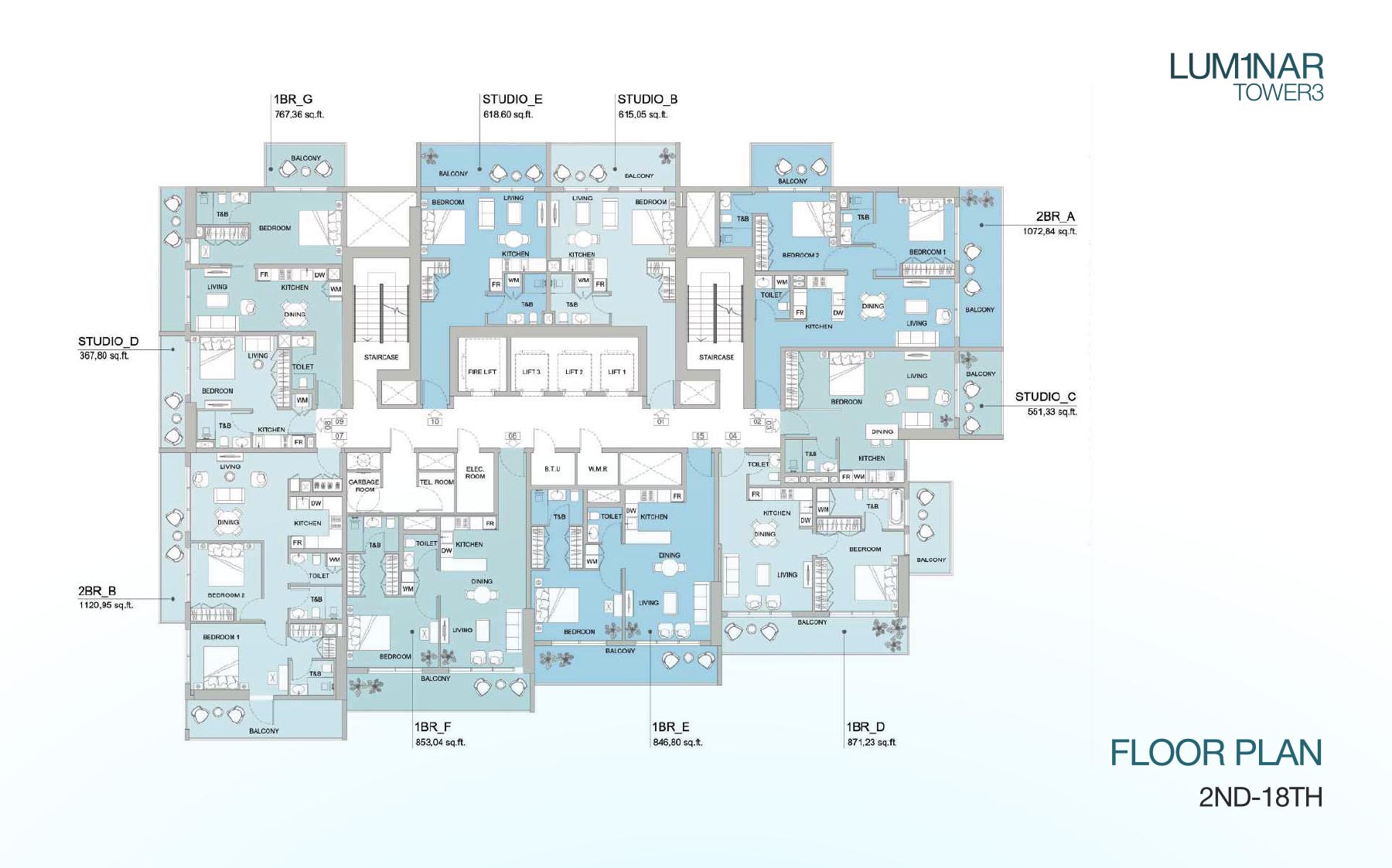 Lum1nar Tower 3 at JVT floor plan 1