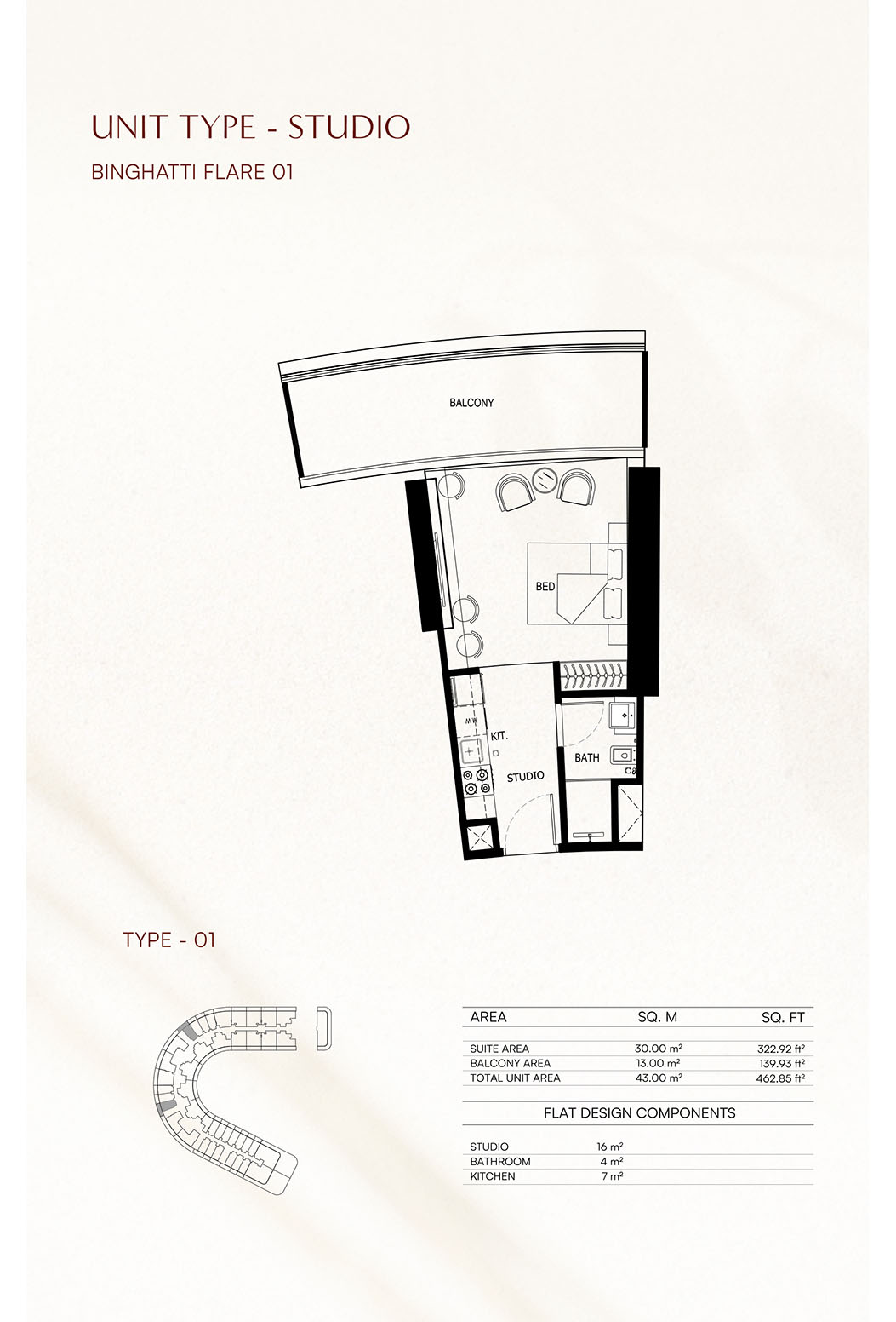 Binghatti Flare floor plan 1