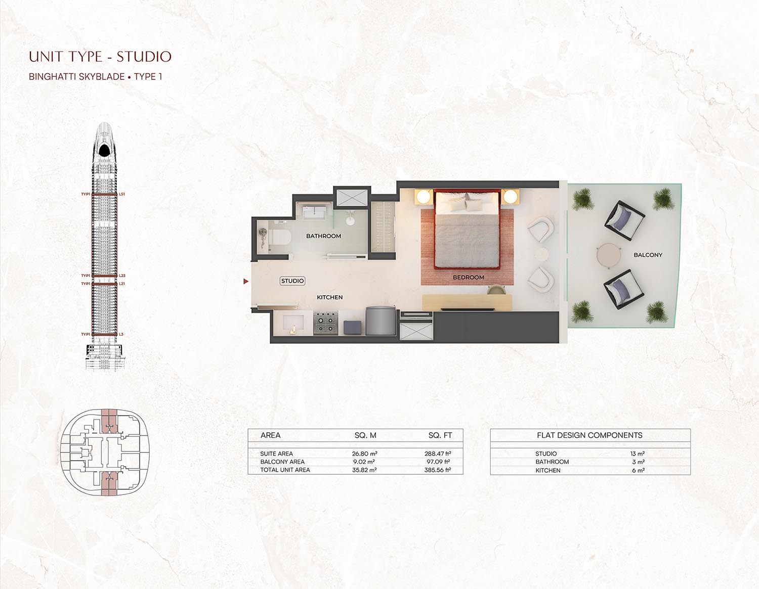 Binghatti Skyblade floor plan 1