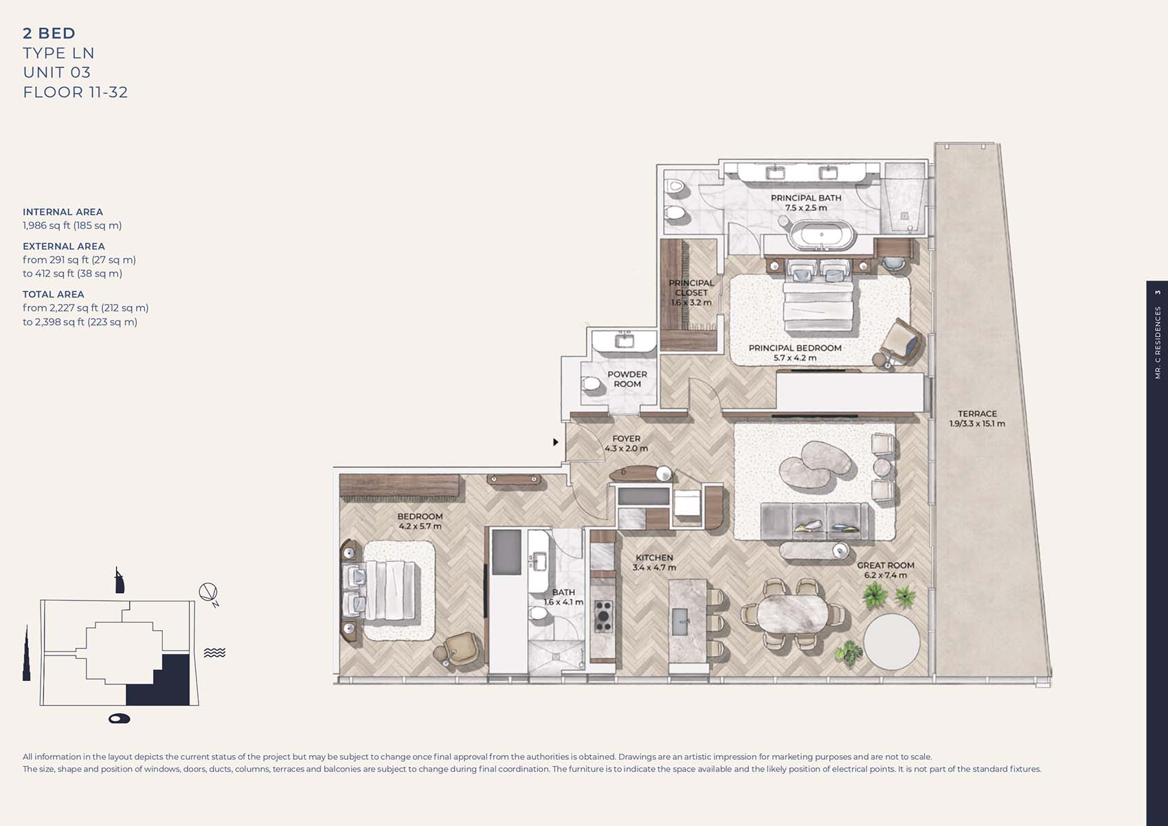 Mr C Residences at Downtown Dubai floor plan 1