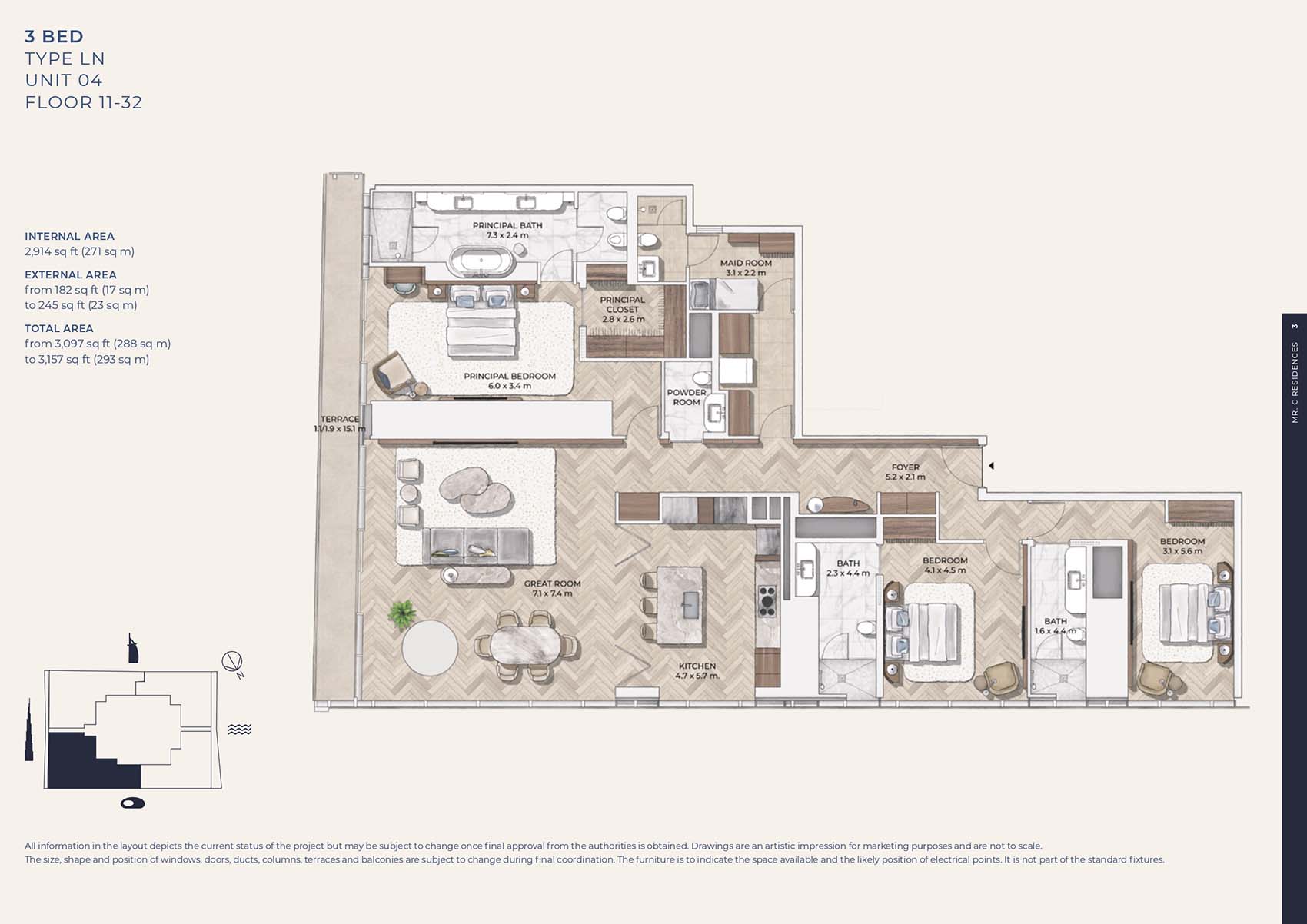 Mr C Residences at Downtown Dubai floor plan 2