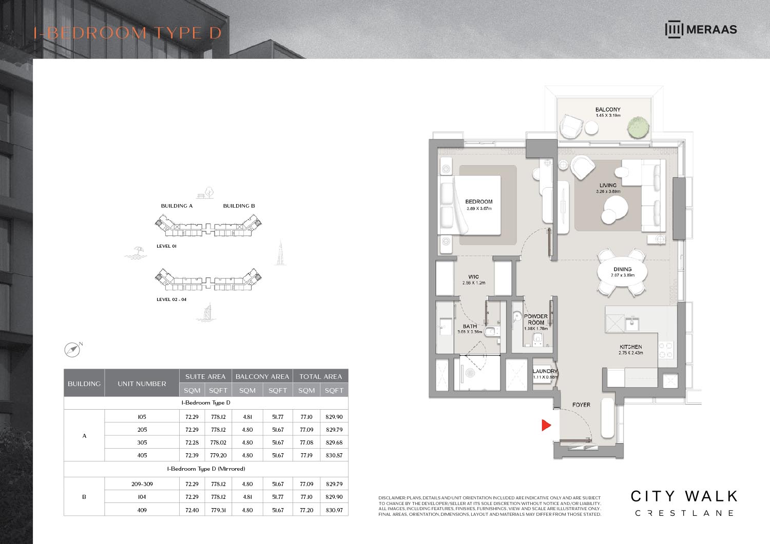 City Walk Crest Lane by Meraas floor plan 1