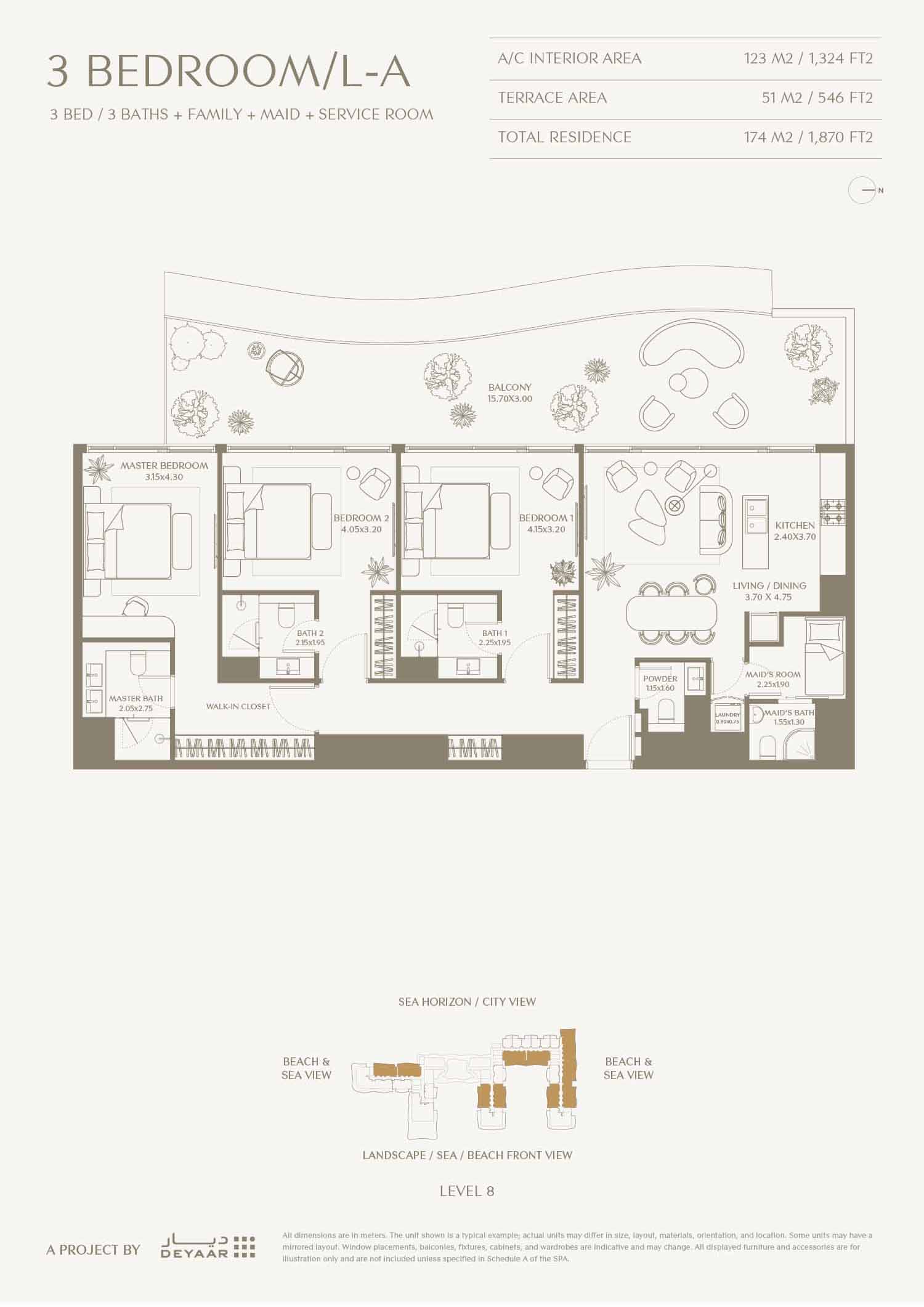 AYA Beachfront Residences by Deyaar floor plan 3