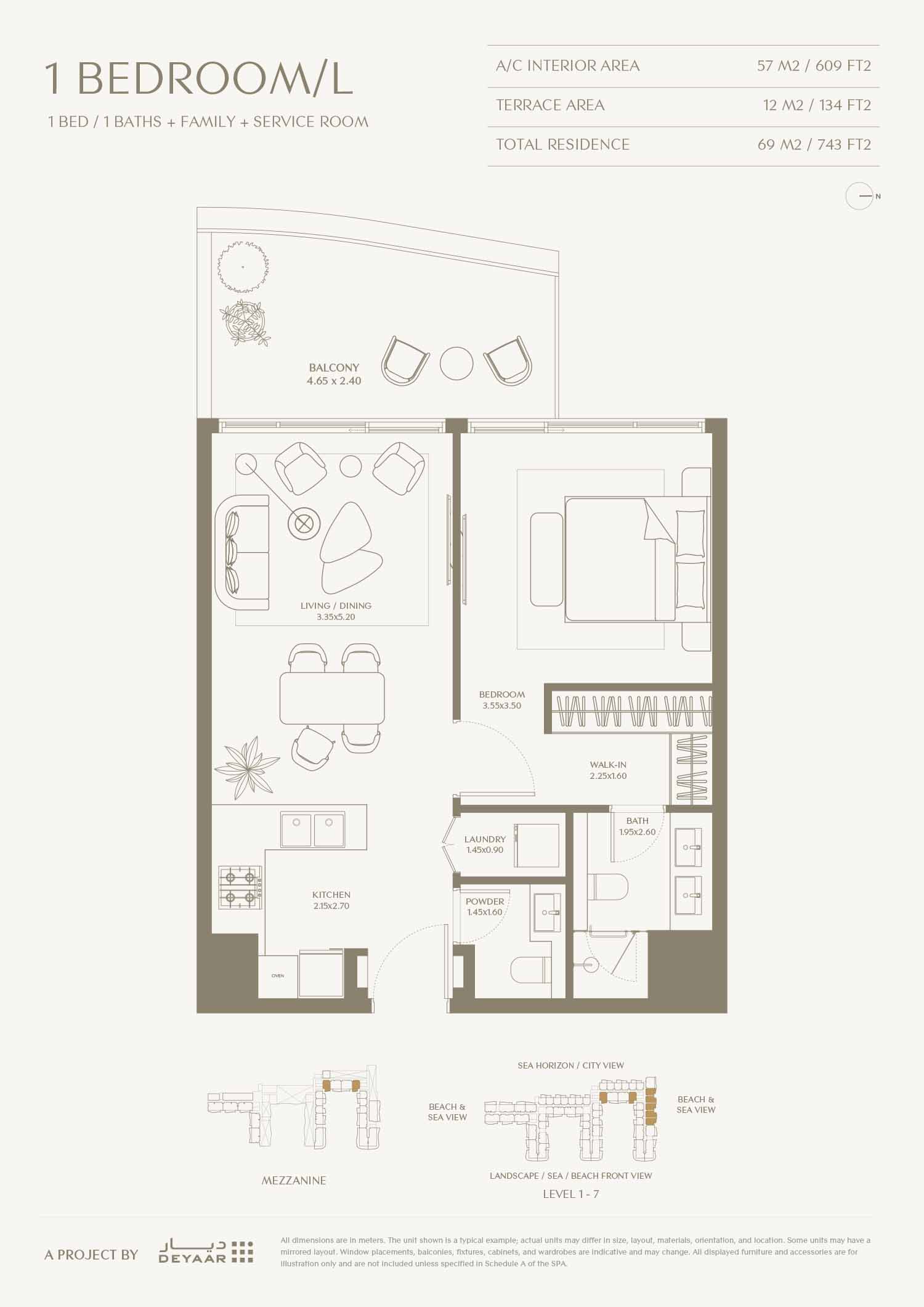 AYA Beachfront Residences by Deyaar floor plan 1