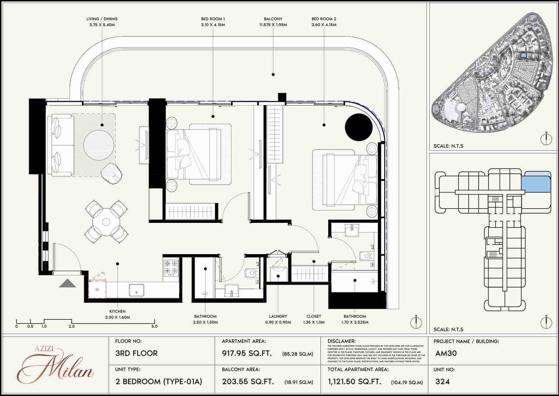 Azizi Milan floor plan 3