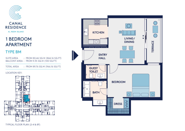 Canal Residence at Al Reem floor plan 1