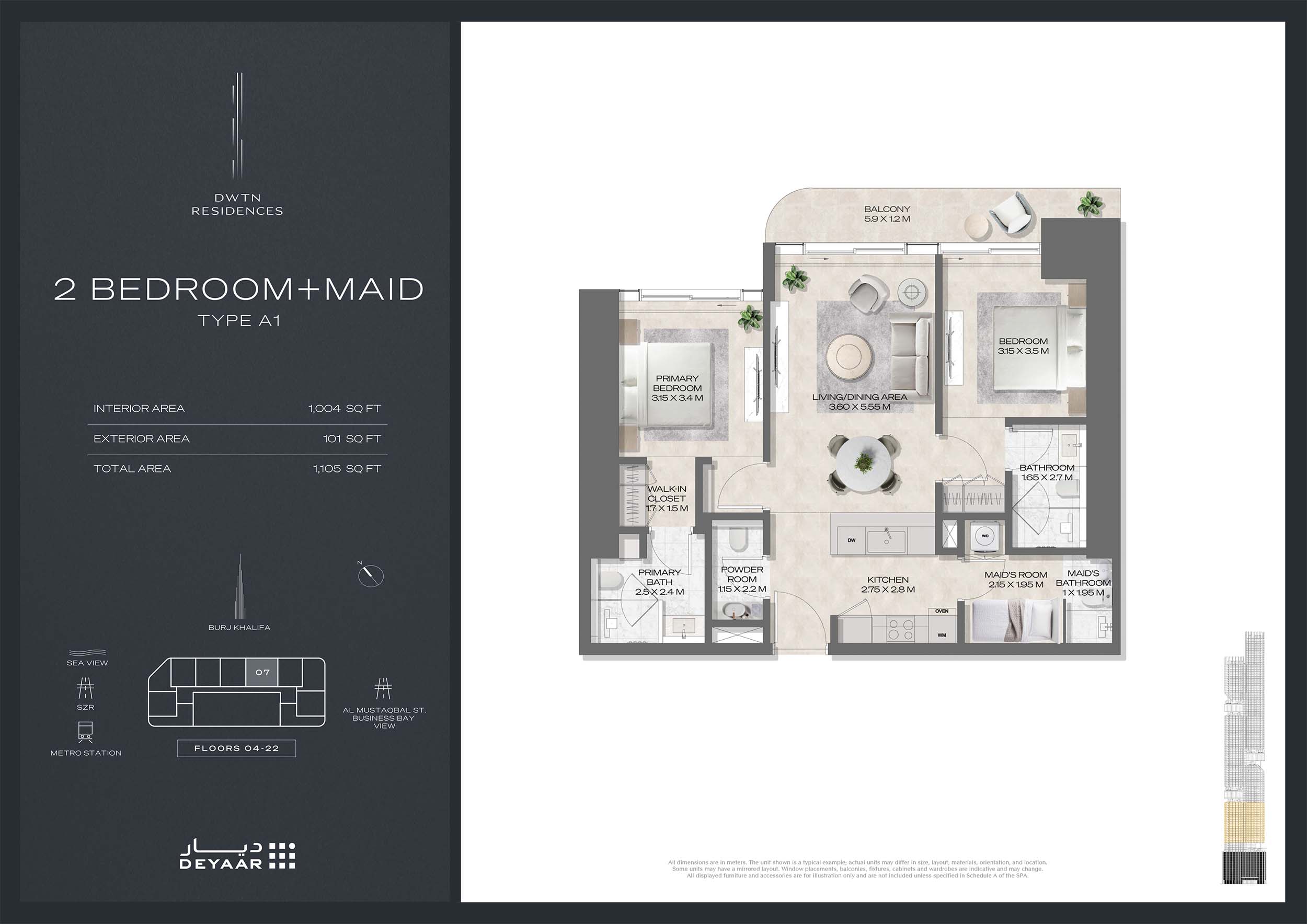 Deyaar DWTN Residences floor plan 3