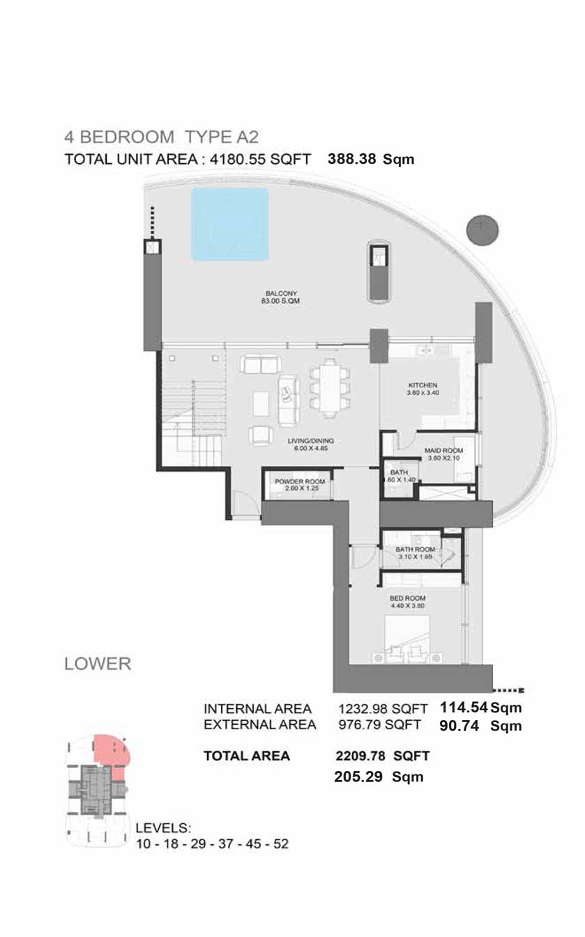 Madain Tower Dubai Marina floor plan 4
