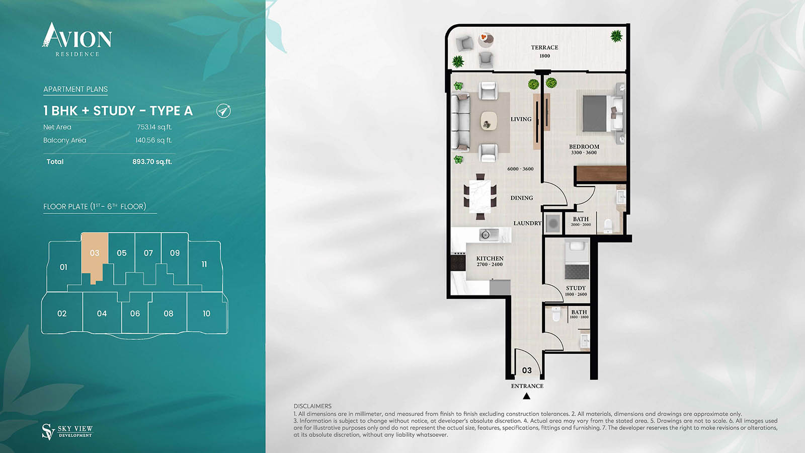Avion Residence at Dubai South floor plan 1